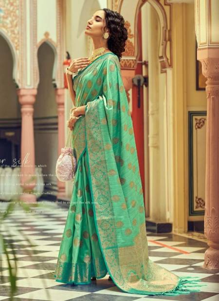 Green Colour Annalise Rajyog New Latest Festive Wear Designer Printed Soft Tusser Weaving Saree Collection 10062